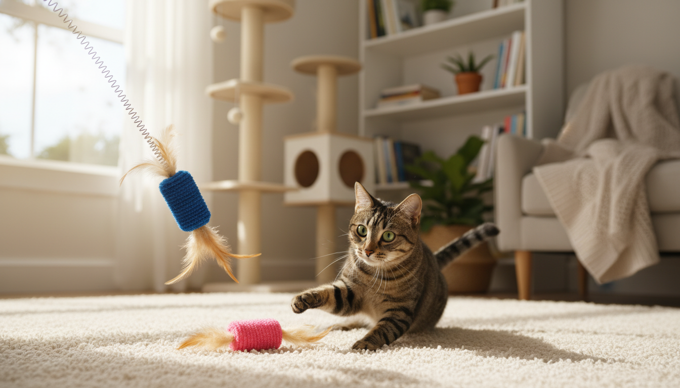 Feather Spring Teaser Toy: Fast Fun for Indoor Cats
