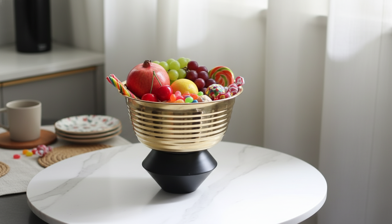 Style & Serve: Geometric Metal Tray for Fruit & Candy
