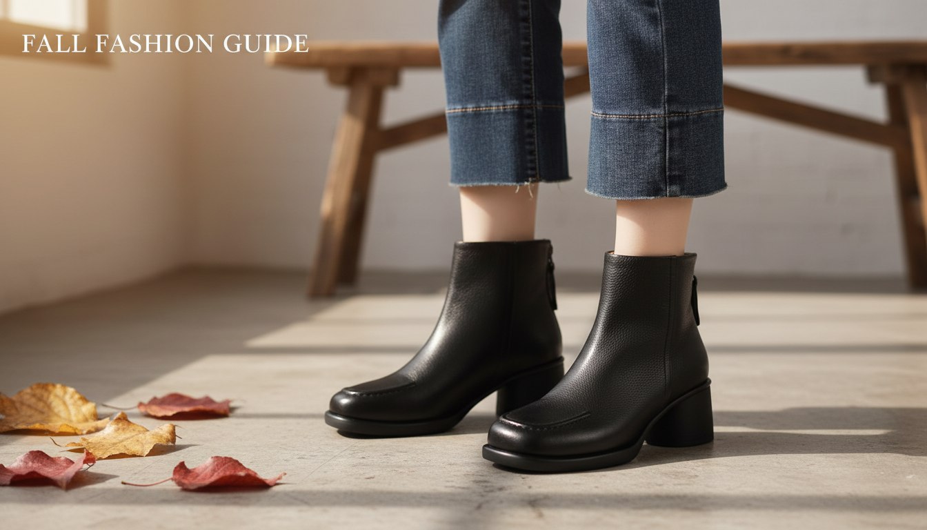 Square-Toe Leather Ankle Boots: 2-Inch Heel Style