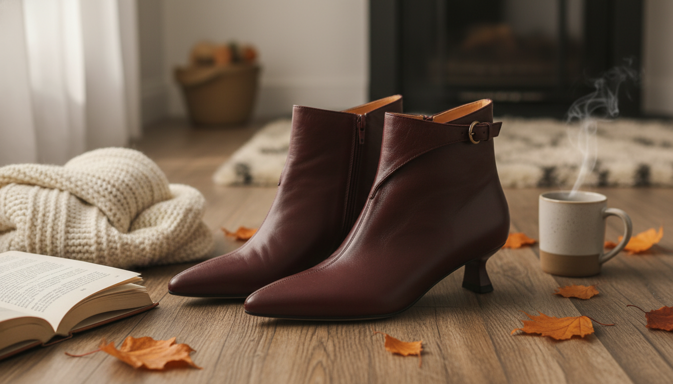 Sheepskin Pointed-Toe Ankle Boots: 4-Inch Heel & Buckle